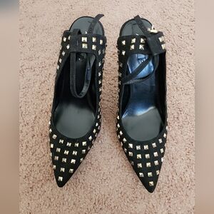 Aldo Black and Gold Studded Heels